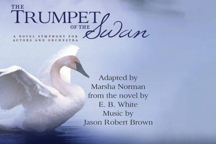 Louis the swan character for The Trumpet of the Swan family concert